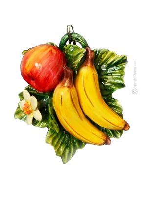 APFEL-BANANEN Wanddekoration Ornament zum Aufhängen Keramik 