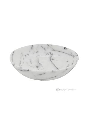 Schüssel, weißer Ibiza-Marmor, modernes Design-Mittelstück, handgefertigt in Italien, authentischer Stein.