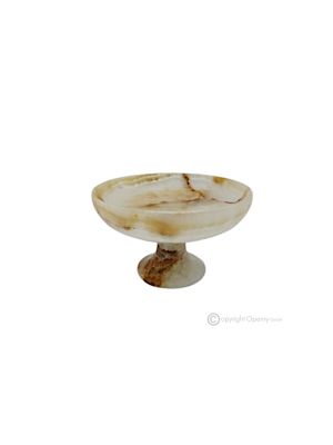 OBSTSCHALE aus Onyx-Iris-Marmor, handgefertigtes Herzstück. dekorativer authentischer Naturstein.