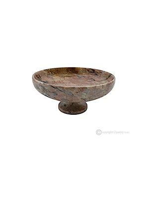 OBSTSCHALE aus kostbarem rotem Marmor, dekoratives Herzstück, handgefertigt aus authentischem Naturstein.