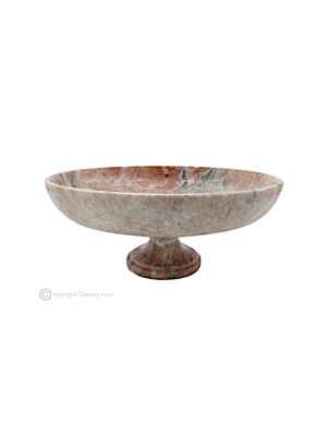 OBSTSCHALE aus rosa Marmor, handgefertigtes Herzstück, modernes Design, authentischer Naturstein.