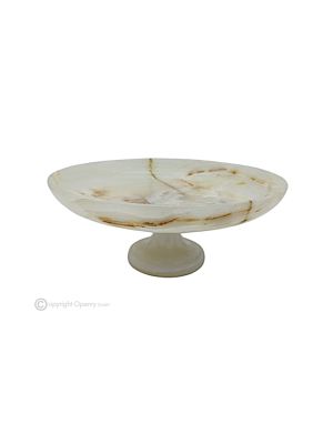 OBSTSCHALE aus Onyx-Iris-Marmor, dekorativer handgefertigter Tafelaufsatz aus authentischem Naturstein.