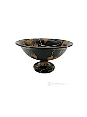 OBSTSCHALE aus Nero Michelangelo-Marmor, dekorativer handgefertigter Tafelaufsatz, originaler Naturstein.