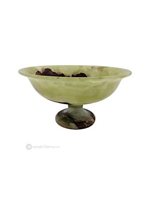 OBSTSCHALE aus grünem Onyx-Marmor, dekoratives handgefertigtes Herzstück, authentischer Naturstein.