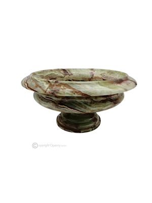 OBSTSCHALE aus grünem Onyx-Marmor, dekoratives handgefertigtes Herzstück aus authentischem Naturstein.