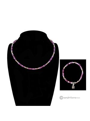 VIOLA – Set aus Halskette und Armband aus Amethyst und Hämatit, handgefertigtes italienisches Kunsthandwerk.