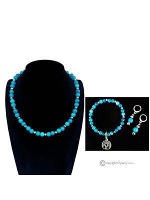 BLAUER HIMMEL – Handgefertigtes Set aus Halskette, Armband und Ohrringen aus blauem Amazonit.
