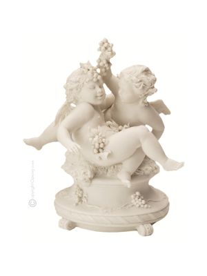 CHERUBINEN MIT TRAUBEN 1076B Italienische Porzellan Figur handgemacht hochwertig stilvoll exklusiv 