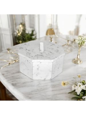 COFANETTO PORTAGIOIE OTTAGONALE MARMO CARRARA Schmuckkästchen Skulptur aus Carrara Marmor handgemacht authentisch Made in Italy