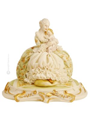 MUTTER MIT BABY 1126 Italienische Porzellan Figur Barock handbemalt Wohnkultur exklusiv