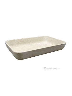 MITTELSTÜCK aus mokkacremefarbenem, naturbeigem Stein, handgefertigtes, elegantes Design.