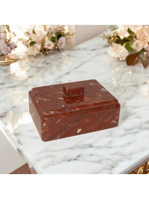 COFANETTO PORTAGIOIE MARMO ROSSO FRANCIA Schmuckkästchen Skulptur aus Frankreich roter Marmor handgemacht authentisch Made in Italy