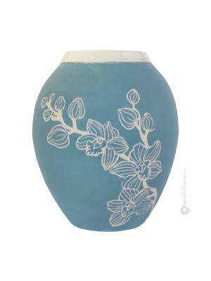 ORCHIDEE Italienische Keramik Vase handgemacht handbemalt von Hand