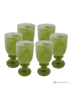 6er Set Gläser aus grünem Onyx-Marmor, unbehandelter Naturstein nur für Wasser, modernes Design.