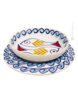 SELINUNTE Kollektion Tellerset Teller Set Geschirrset Handgemachte Keramik Made in Italy Sizilien