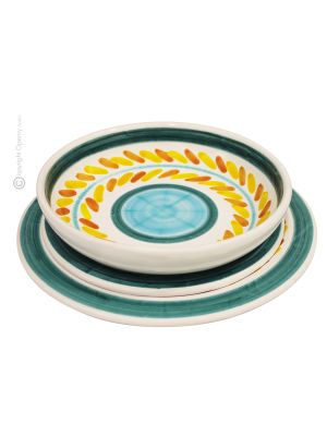 ERICE Kollektion Tellerset Teller Set Geschirrset Handgemachte Keramik Made in Italy Sizilien