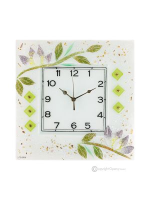 NINFEA Wanduhr, aus transparentem Glas mit Tropfen, Reliefdesign, handgefertigt
