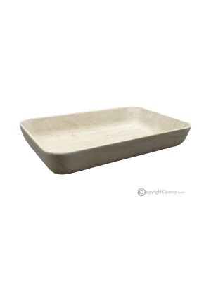 MITTELSTÜCK aus authentischem und elegantem Naturstein in Beige, Mokka-Creme, handgefertigt.