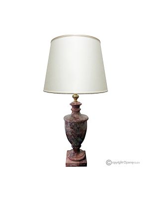 LAMPE aus edlem rotem Marmor, Lampenschirm aus echtem Naturstein, luxuriöses Dekorationselement.