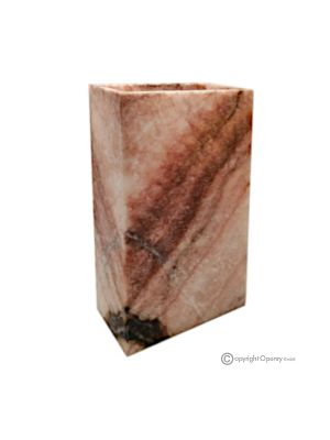 LAMPE aus edlem rosa Onyxmarmor, Lampenschirm aus echtem Naturstein, handgefertigt.