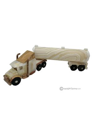 LAMPE in LKW-Form aus Onyxmarmor, Lampenschirm aus echtem Naturstein, handgefertigt.