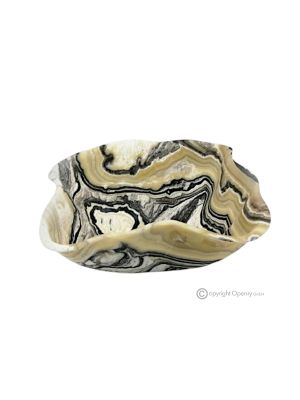 MITTELSTÜCK aus Zebra-Onyx, authentischem Naturstein, luxuriöse handgefertigte Dekoration.