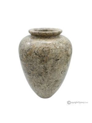 Gebogene VASE aus fossilem Steinmarmor, authentisch und handgefertigt, exklusives Design.