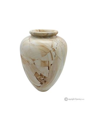 Gebogene VASE aus Teakmarmor, Naturstein, handgefertigt, elegantes Design.