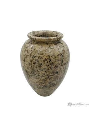 Gebogene VASE aus echtem Naturfossilstein, handgefertigt, raffiniertes Design.