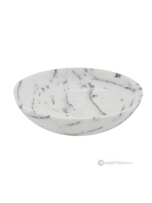 SCHALE aus Bianco Ibiza-Marmor, authentischer Naturstein mit einzigartiger Maserung, handgefertigt.