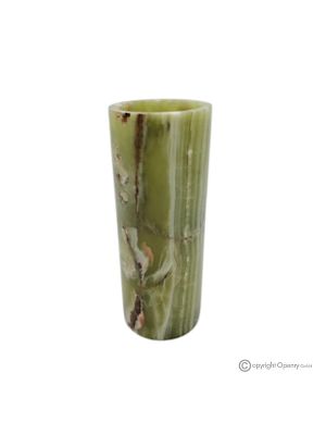 Zylindrische VASE aus grünem Onyxmarmor, Naturstein, handgefertigt, raffiniertes Design.