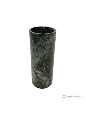 Zylindrische Marmorvase, echter Naturstein, handgefertigt, modernes Design.