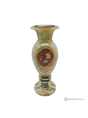 VASE, Amphore aus grünem Onyxmarmor, echter Naturstein, handgefertigt, dekorativ.