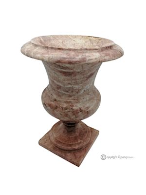 Medici-VASE aus rosa Marmor, Naturstein, handgefertigt, elegantes Design.