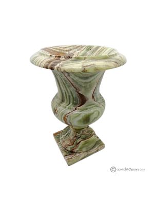 Medici-VASE aus grünem Onyxmarmor, Naturstein, handgefertigt, elegantes Design.