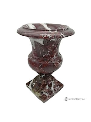 Medici-VASE aus rotem Levanto-Marmor, Naturstein, handgefertigt, elegantes Design.