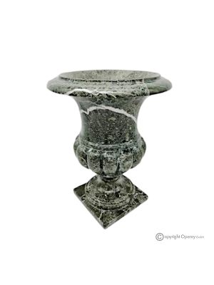 Medici-VASE aus grünem Marmor, Naturstein, handgefertigt, elegantes und klassisches Design.