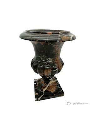 Medici-VASE aus schwarzem Michelangelo-Marmor, Naturstein, handgefertigt, elegantes Design.