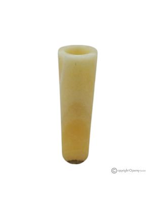 Zylindrische Blumenvase aus orangefarbenem Onyxmarmor, hochwertiger Naturstein, handgefertigt.
