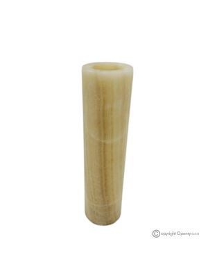 Zylindrische Blumenvase aus bernsteinfarbenem Onyxmarmor, hochwertiger Naturstein, handgefertigt.