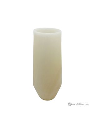 BLUMENVASE aus weißem Onyxmarmor, hochwertiger Naturstein, modernes Design, handgefertigt.