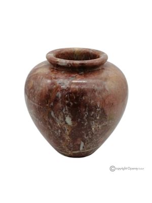 Kugelförmige Blumenvase aus rotem Marmor. Edler, hochwertiger Naturstein, handgefertigt.