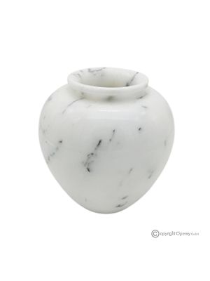 Gebogene VASE aus weißem Ibiza-Marmor, hochwertiger Naturstein, handgefertigt, klassisches Design.