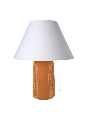 GEOMETRICO Tischlampe Abat-jour Nachttischlampe authentische piemontesische Keramik handgefertigt und dekoriert
