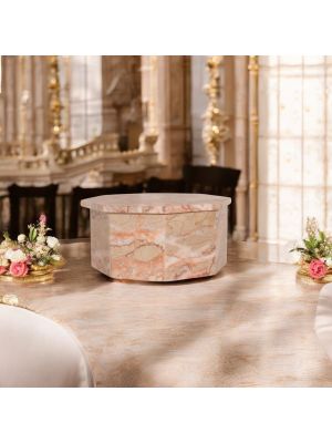 COFANETTO PORTAGIOIE OTTAGONALE MARMO ROSA ATLANTIDE Schmuckkästchen Skulptur aus Atlantis rosa Marmor handgemacht authentisch Made in Italy