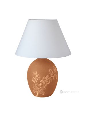 ORCHIDEA Tischlampe Abat-jour Nachttischlampe authentische piemontesische Keramik handgefertigt und dekoriert 