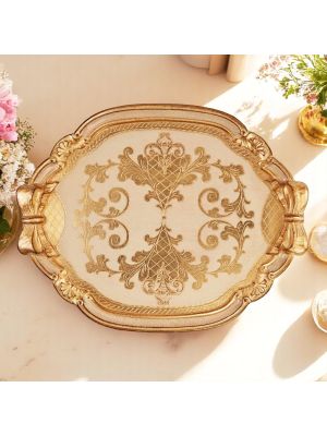 Elegantes Holztablett mit Blattgold, vollständig handgefertigt in Florenz.