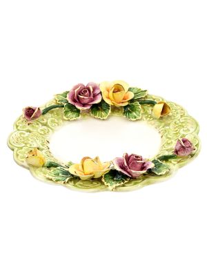CENTROTAVOLA PIATTO Schale Tafelaufsatz Keramik Barockstil 24k Gold Handarbeit Made Italy