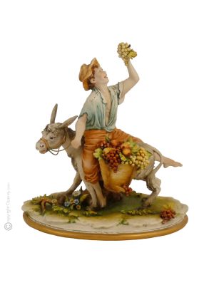 JUNGE AUF ESEL Edles Porzellan Figur handbemalt elegant Wohnkultur exklusiv stilvoll hochwertig