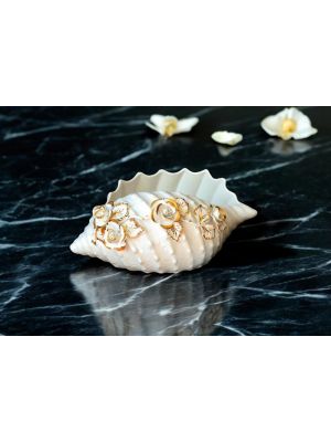 HÜLSE Exklusives Ornament aus Keramik im Barockstil mit Details aus 24 Karat Gold Made in Italy